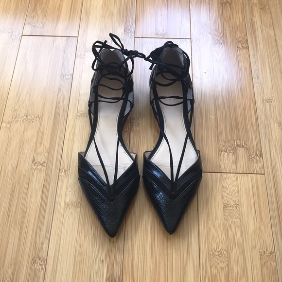 Zara Shoes - Zara Pointy Toe lace up flats